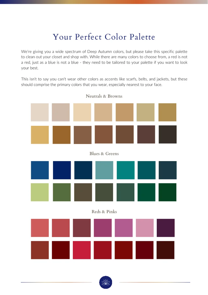 Report page: the Deep Autumn color palette