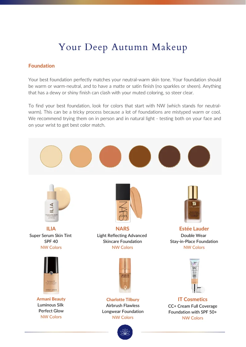 Report page: Deep Autumn makeup shades